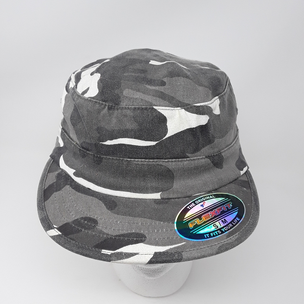 Flexfit Garment Washed Camo Fitted Flex Fit Cap Camouflage Hat S/M